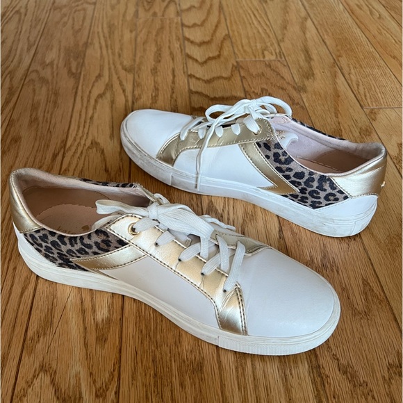 Kate Spade Dash White Leopard Print Sneaker Size 8.5B - Picture 1 of 9